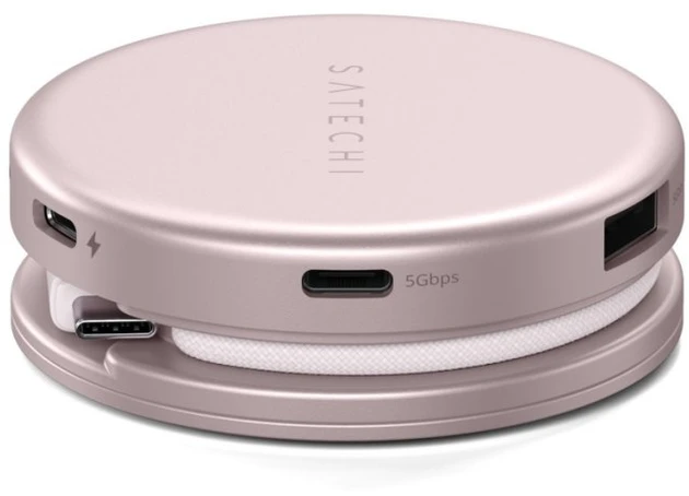 „Satechi OntheGo?“ 5 viename daugiaportinis adapteris, skirtas „MacBook Neo“ – rausvas