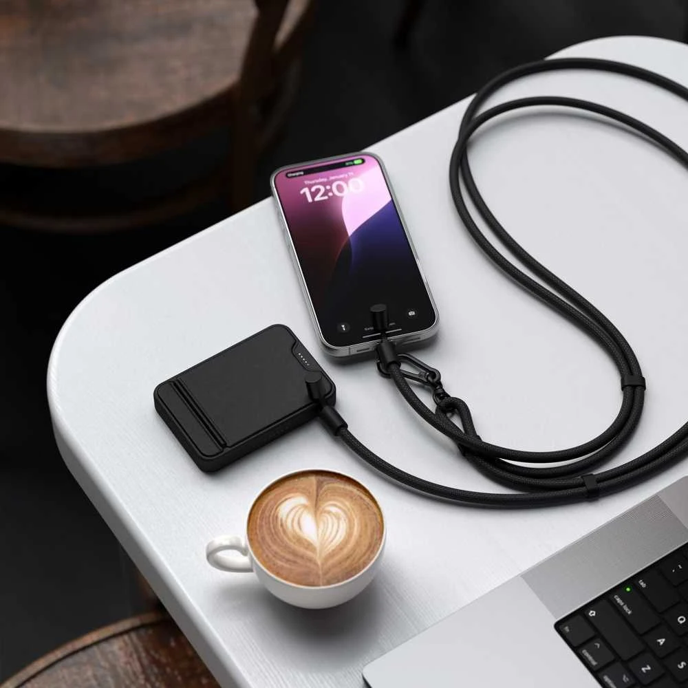 Satechi OntheGo Crossbody Lanyard Cable Juodas