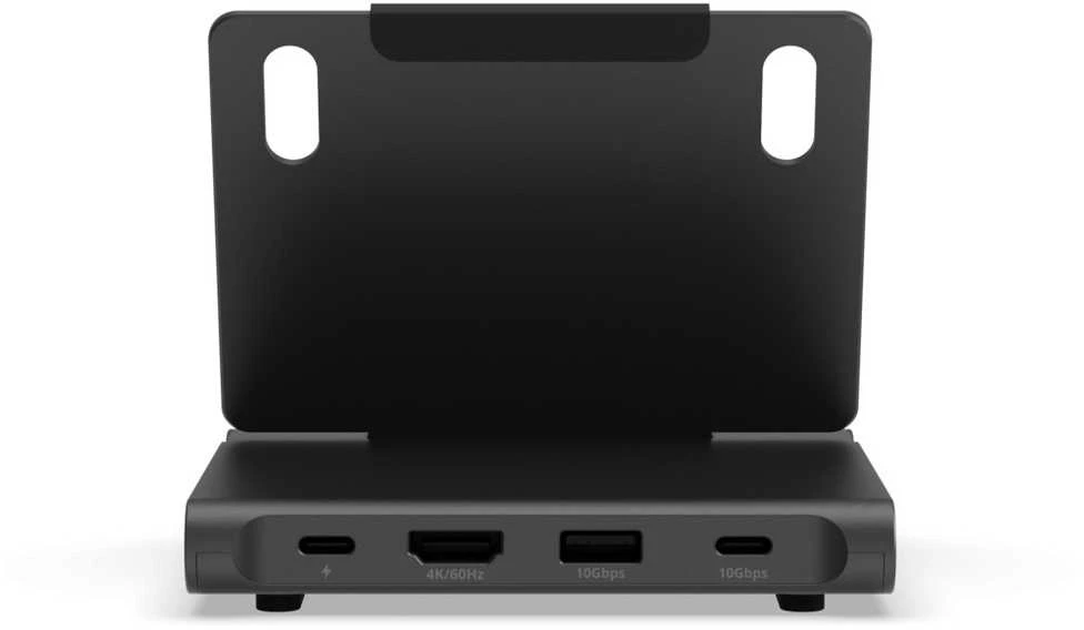 USB ŠAKOTUVAS „Satechi OntheGo Foldable Stand Hub“ – sulankstomas stovas ir šakotuvas mobiliesiems įrenginiams (USB-C 100W PD, USB-C 10 Gbps, USB-A 10 Gbps, micro/SD kortelių skaitytuvas 312 MB/s, 3,5 mm lizdas, 4K HDMI) (juodas)