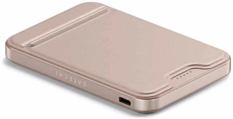 „Satechi OntheGo? Qi2 5K“ magnetinė išorinė baterija su stovu – dykumos rožinė