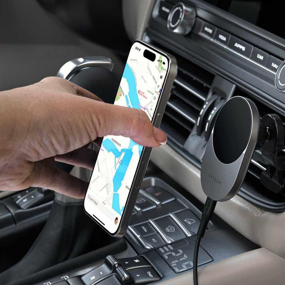 SATECHI Qi2 belaidis automobilinis įkroviklis