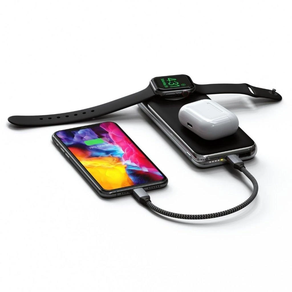 Satechi Quatro Wireless Qi 10000mAh (USB-C PD, USB-A) juoda