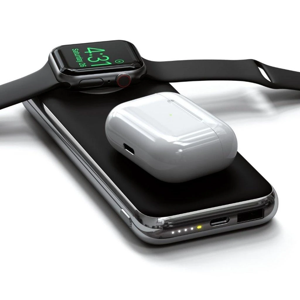 Satechi Quatro Wireless Qi 10000mAh (USB-C PD, USB-A) juoda
