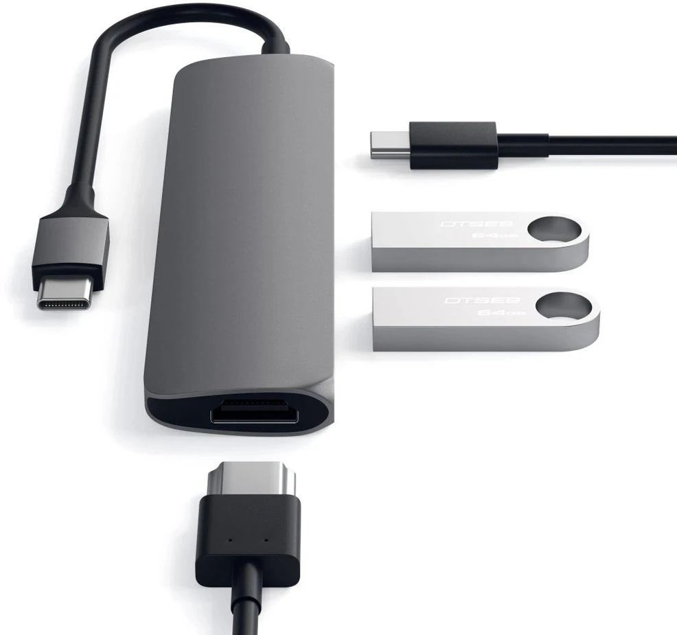 Apple Satechi USB-C 4 Multiport Kosminė pilka adapter