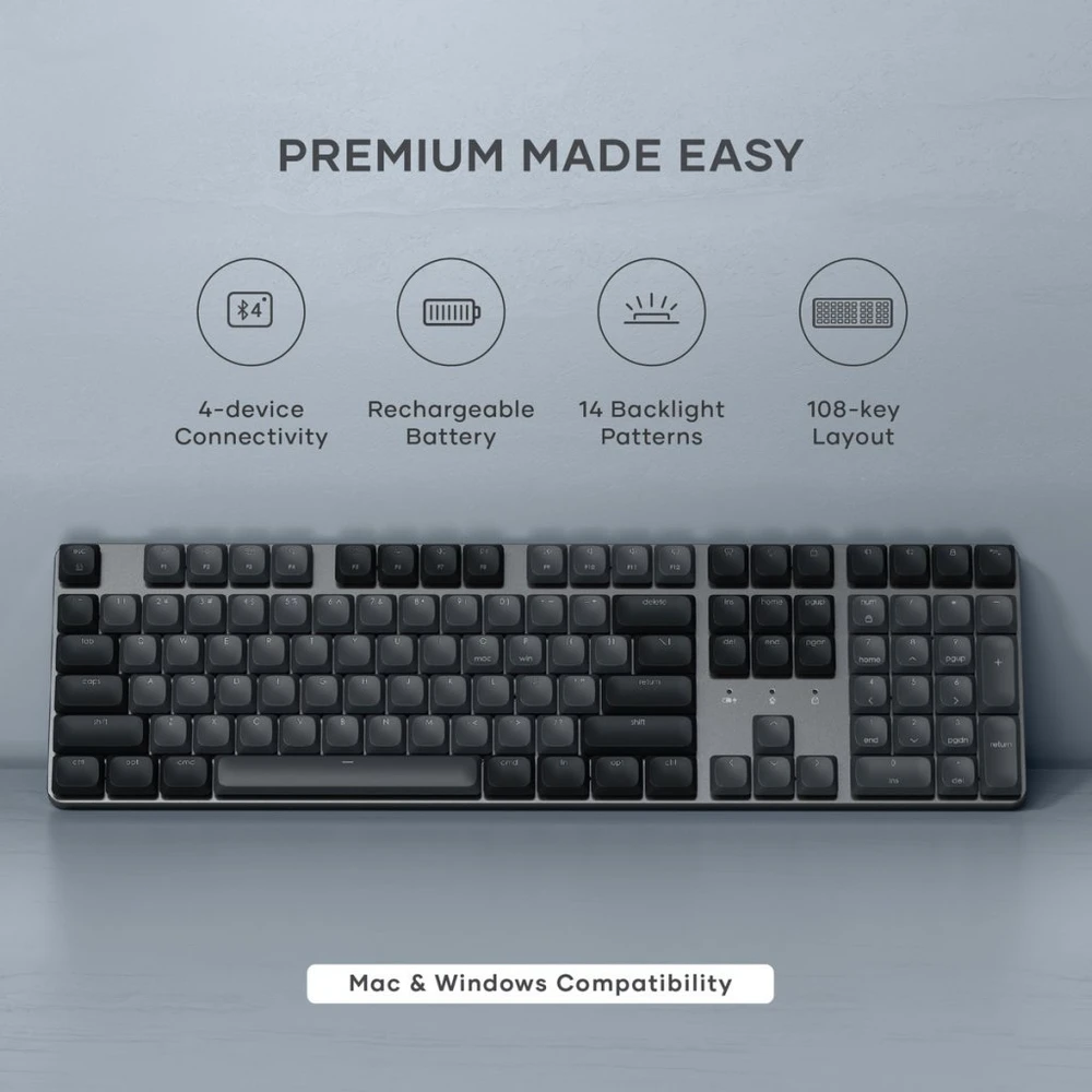 Klaviatūra Wireless mechaninė keyobard QWERTY Satechi SM3 Slim Mechaninė dark