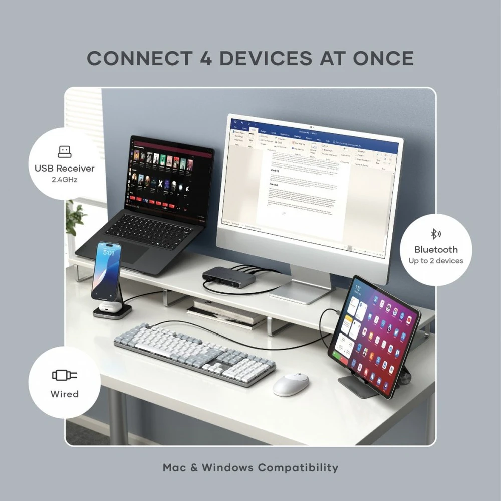 Belaidė mechaninė klaviatūra QWERTY klaviatūra Satechi SM3 Slim Mechaninė light