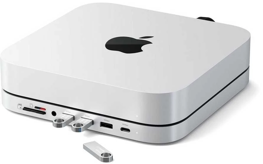 SATECHI Mac Mini stovas ir stebulė su NVMe SSD korpusu - Sidabrinis