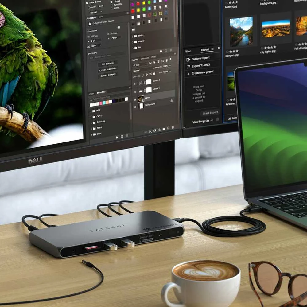 Satechi Thunderbolt 4 dokas jungčių gausa