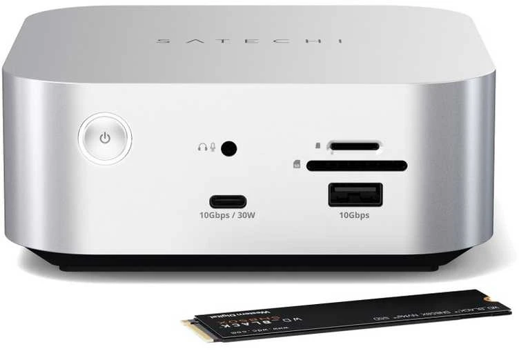 Satechi CubeDock priekinis skydelis su SSD kaupikliu
