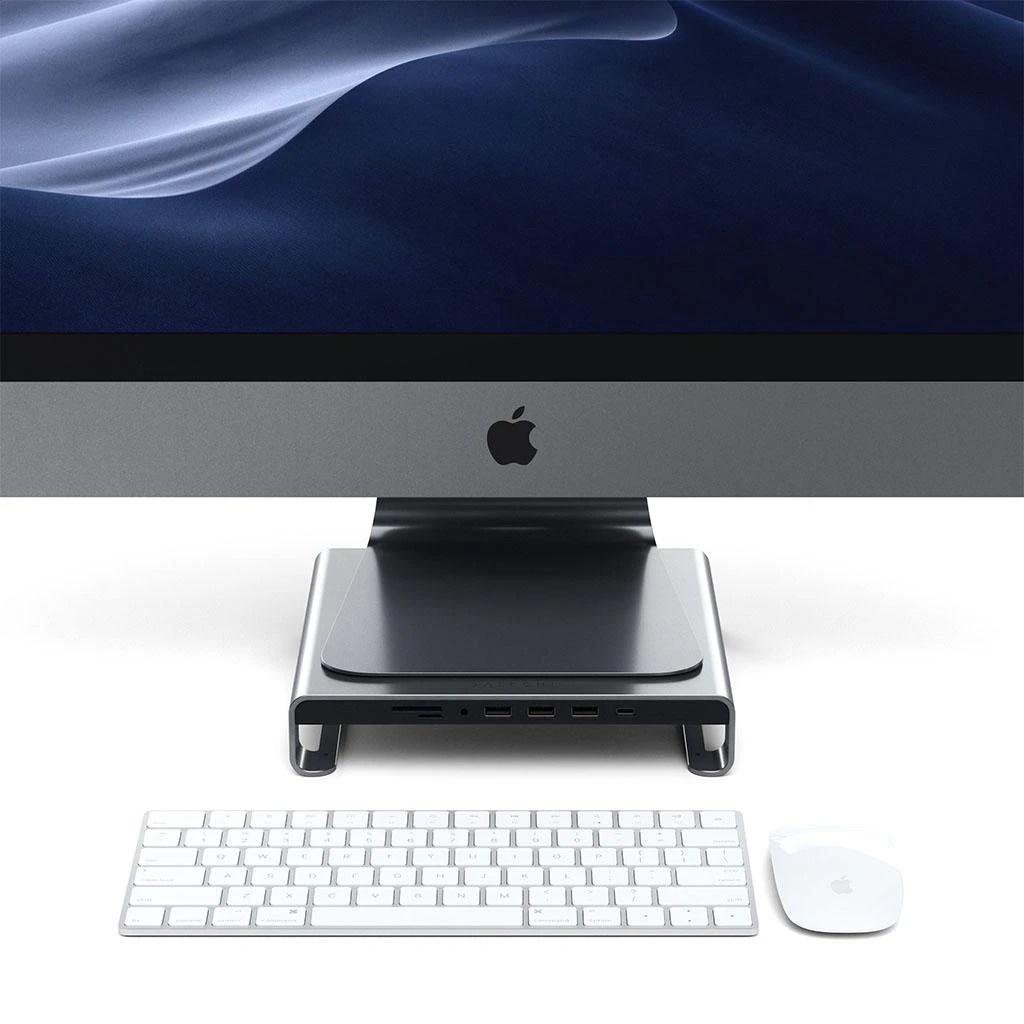 Laikiklis Satechi Aliuminio do iMac USB-C (USB-C, 3x USB-A, czytnik kart micro/SD, jack port) (sidabrinė)