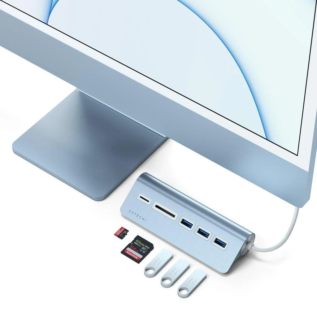 Satechi USB šakotuvas su prijungtais priedais
