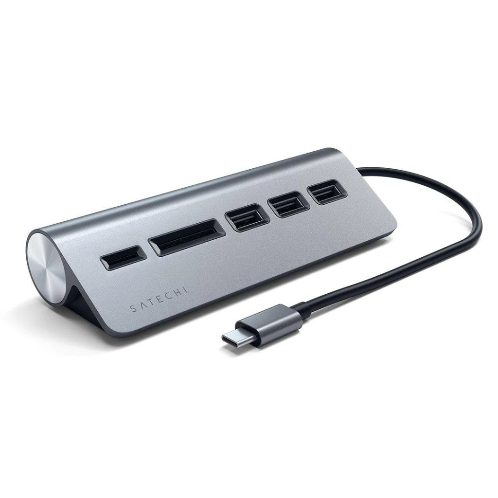 SATECHI Type-C aliuminio USB 3.0 šakotuvas ir kortelių skaitytuvas Sidabrinis