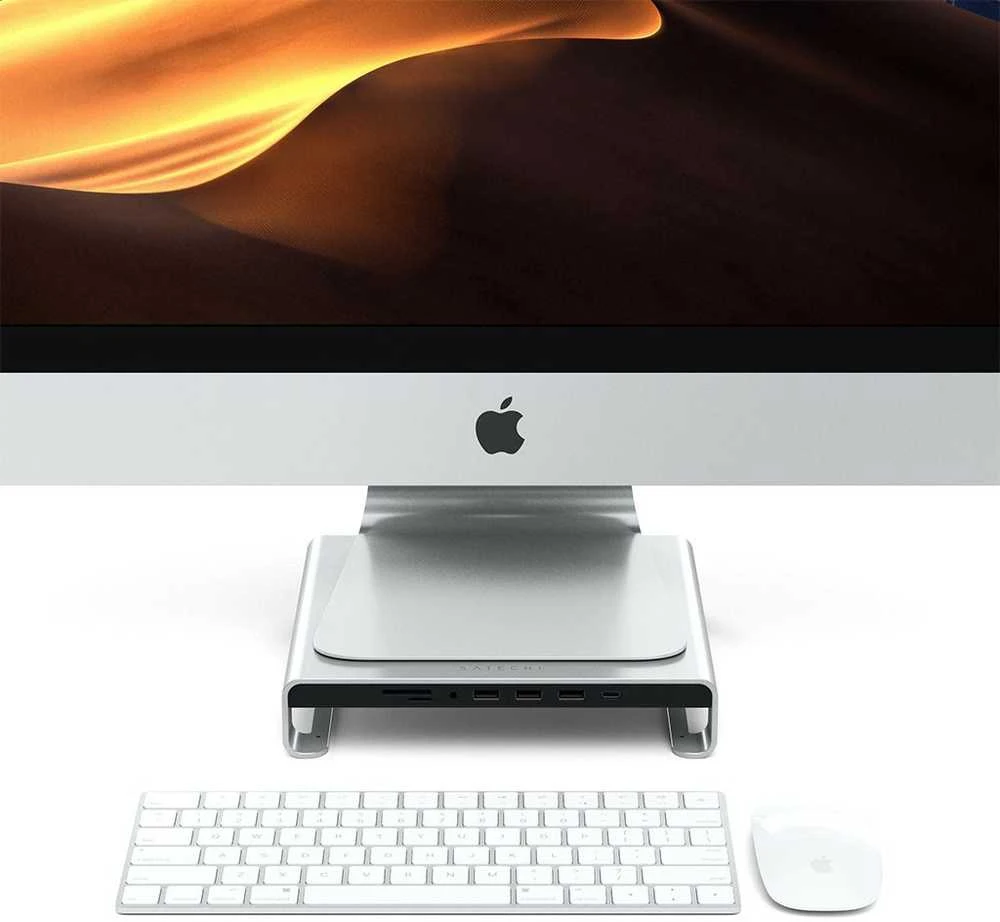 Laikiklis Satechi Aliuminio do iMac USB-C (USB-C, 3x USB-A, czytnik kart micro/SD, jack port) (sidabrinė)