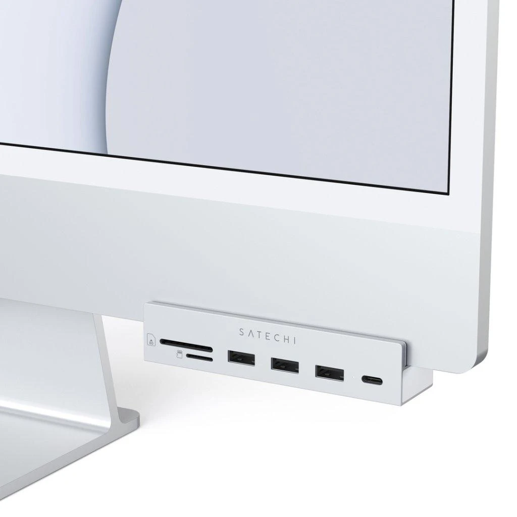 Adapteris HUB USB C Satechi for iMac M1 2021 24" and 27" Studio Ekranas 2022 ST-UCICHS sidabrinis
