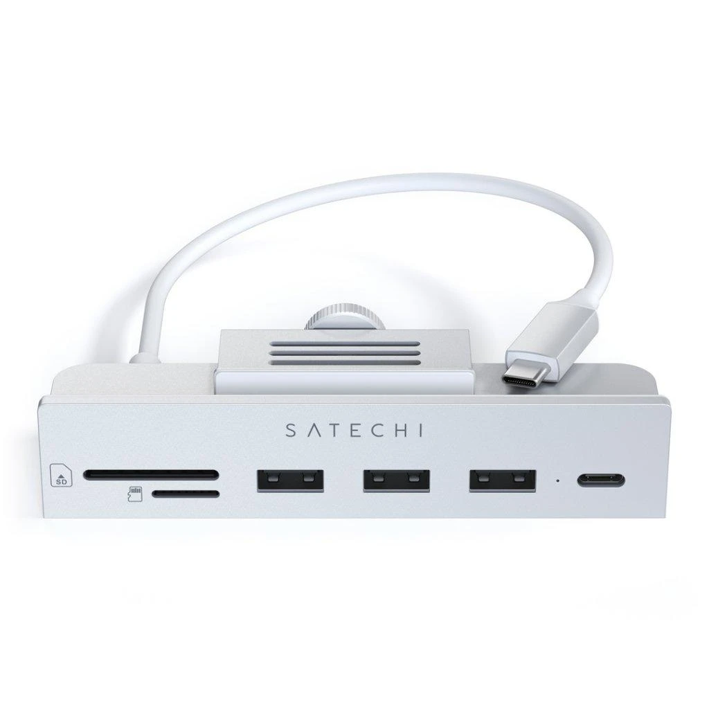 Adapteris HUB USB C Satechi for iMac M1 2021 24" and 27" Studio Ekranas 2022 ST-UCICHS sidabrinis