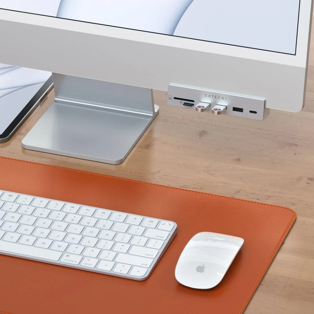 Adapteris HUB USB C Satechi for iMac M1 2021 24" and 27" Studio Ekranas 2022 ST-UCICHS sidabrinis