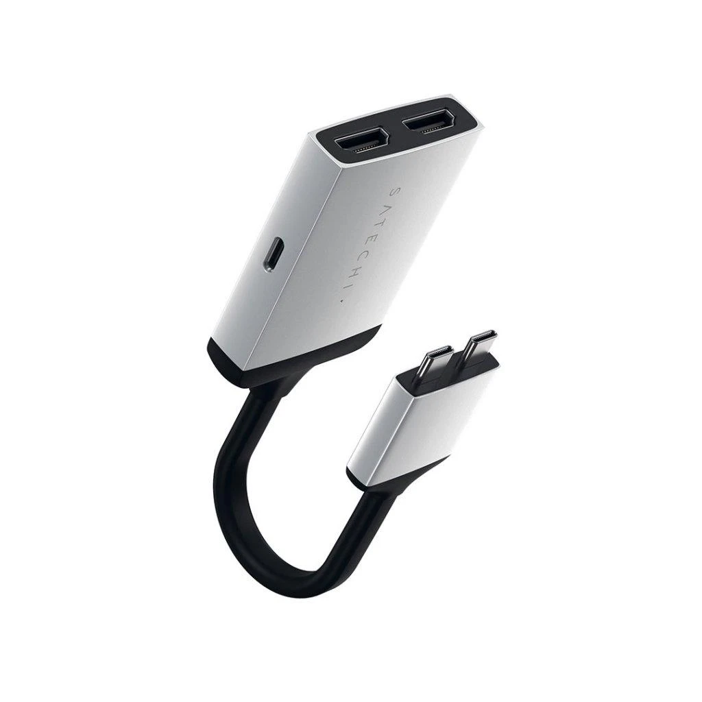 USB šakotuvas Satechi USB-C 2xHDMI adapteris sidabrinis