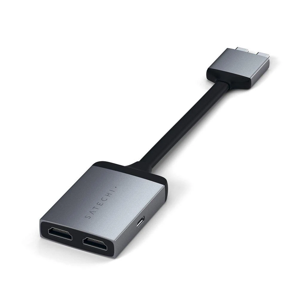 USB šakotuvas Satechi USB-C 2xHDMI adapteris sidabrinis