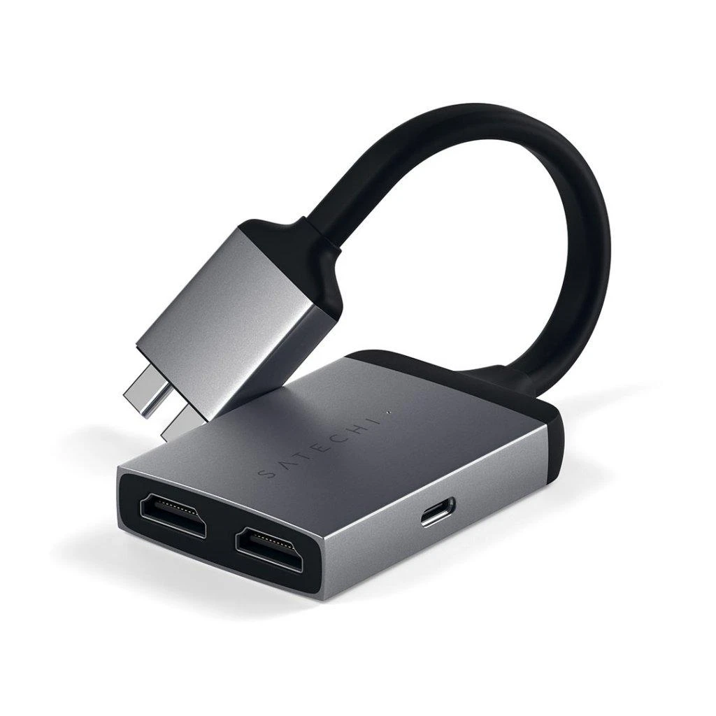 USB šakotuvas Satechi USB-C 2xHDMI adapteris sidabrinis