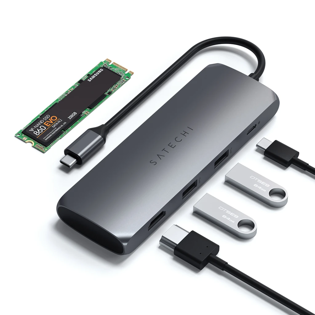 USB šakotuvas / SSD ek. Satechi USB-C 4K HDMI/2xUSB-A/1xUSB-C Kosminė pilka