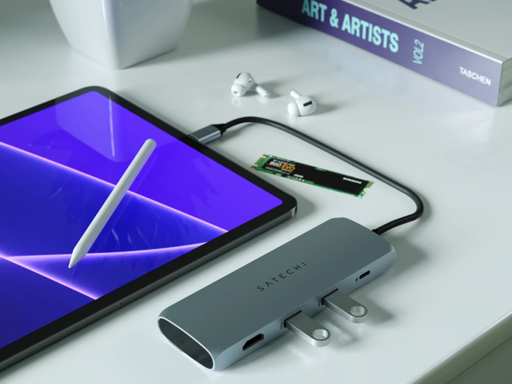 USB šakotuvas / SSD ek. Satechi USB-C 4K HDMI/2xUSB-A/1xUSB-C Kosminė pilka