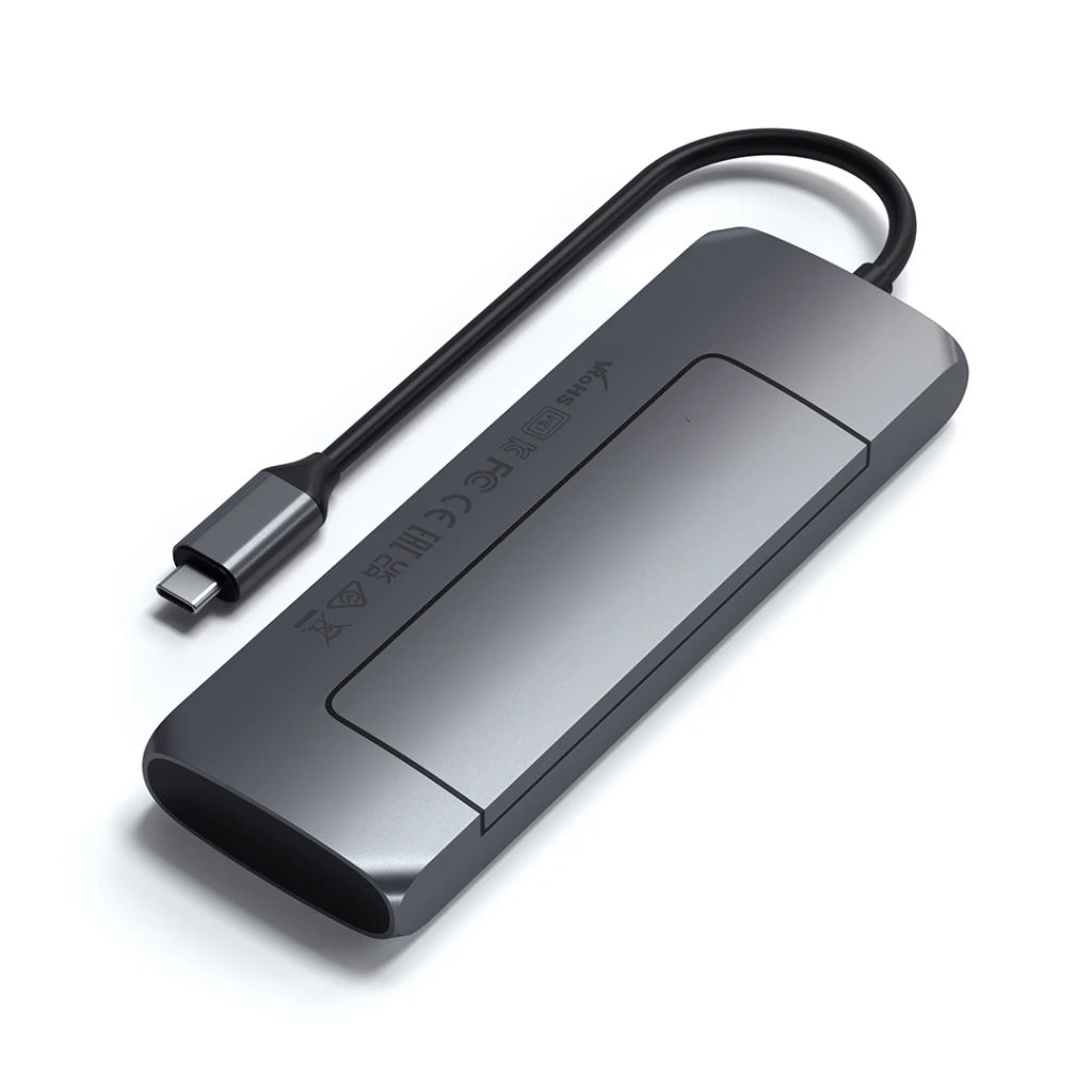 Adapteris USB Satechi SATECHI USB-C hibridinis kelių prievadų adapteris su SSD korpusu Juodas | MacBook M1 M2