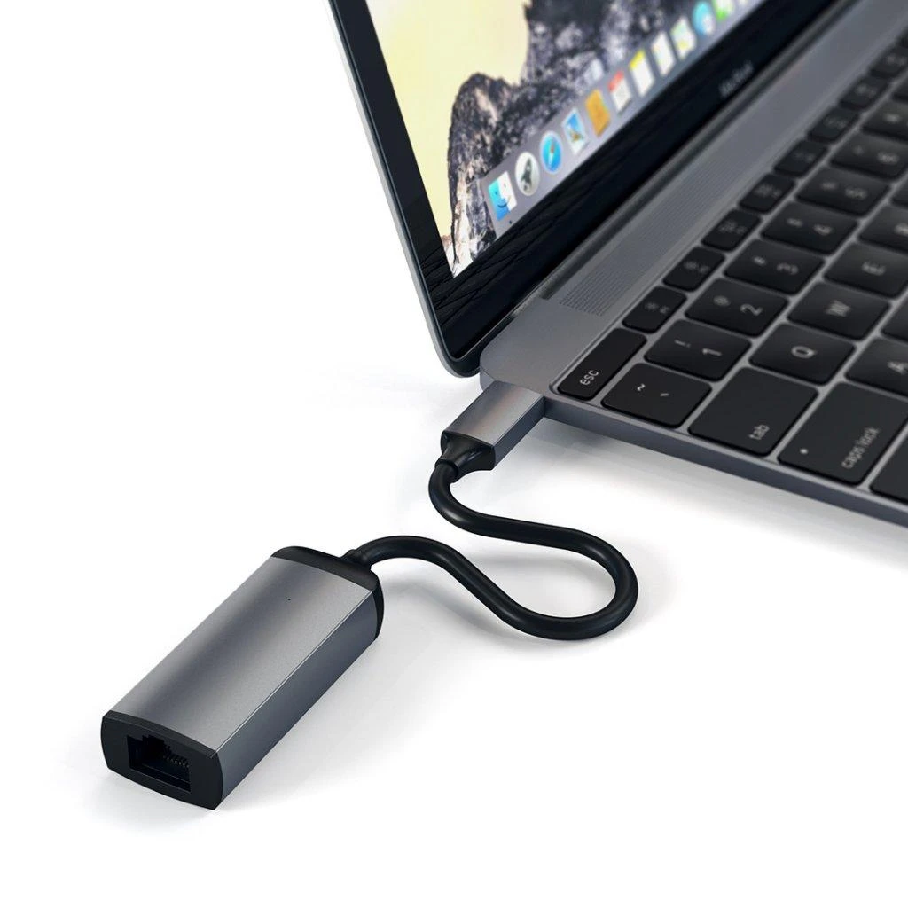 USB šakotuvas Satechi USB-C į Gigabit Ethernet Kosminė pilka