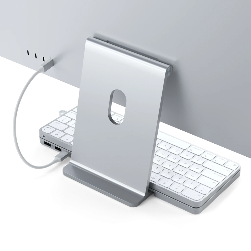 Satechi Slim Dock, skirtas iMac 24" USB-C (USB-C 10Gb, USBA-A 10Gb, 2x USB-A, mikro/SD kortelių skaitytuvas, NVMe SATA lizdas) (sidabrinė)
