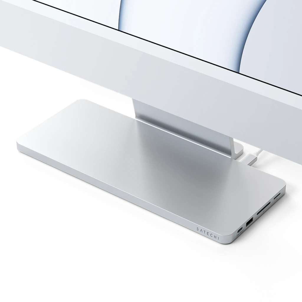 Satechi Slim Dock, skirtas iMac 24" USB-C (USB-C 10Gb, USBA-A 10Gb, 2x USB-A, mikro/SD kortelių skaitytuvas, NVMe SATA lizdas) (sidabrinė)
