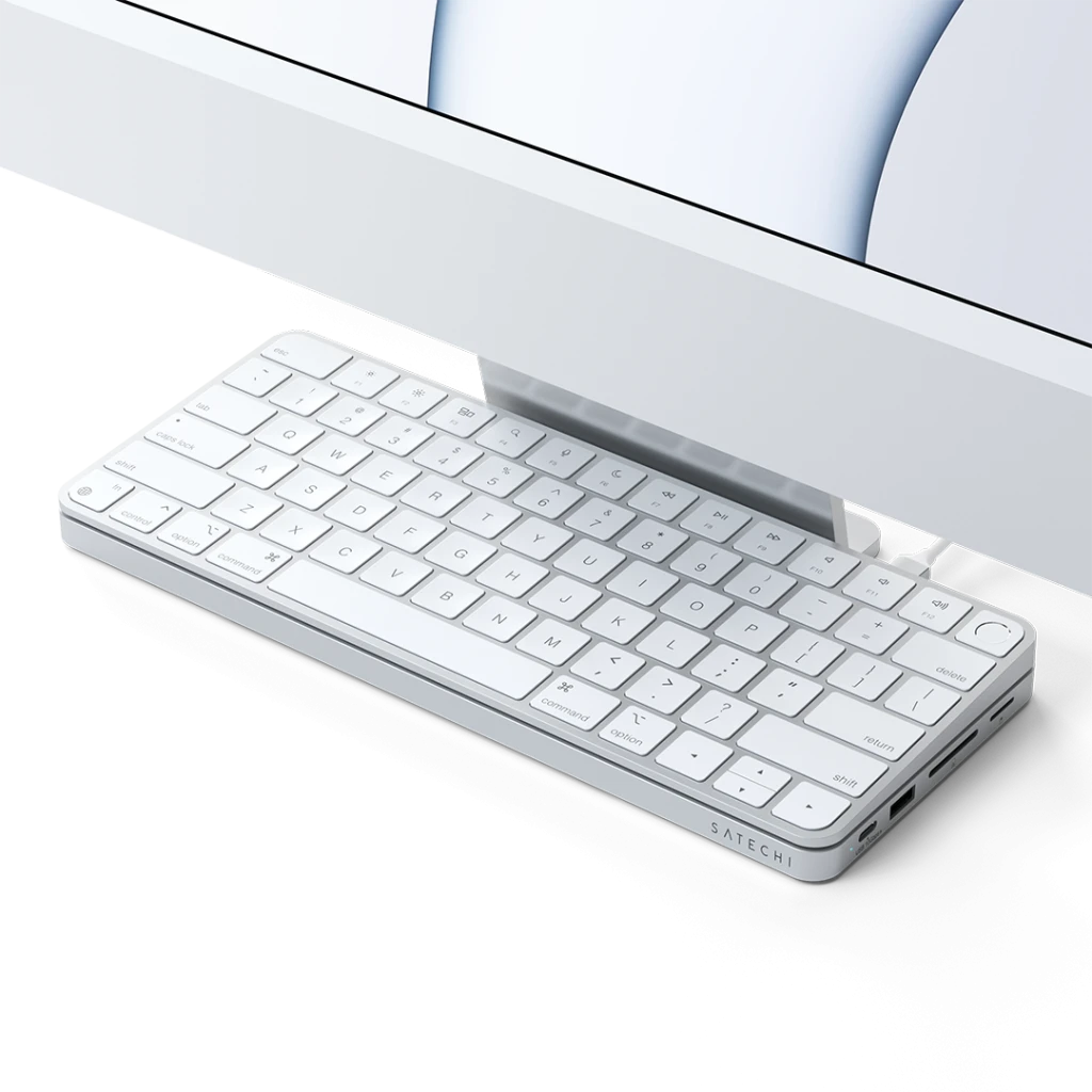 Satechi Slim Dock, skirtas iMac 24" USB-C (USB-C 10Gb, USBA-A 10Gb, 2x USB-A, mikro/SD kortelių skaitytuvas, NVMe SATA lizdas) (sidabrinė)