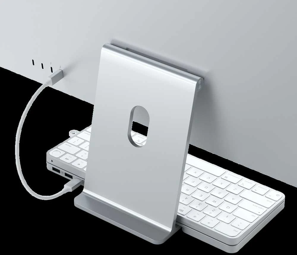Satechi Slim Dock, skirtas iMac 24" USB-C (USB-C 10Gb, USBA-A 10Gb, 2x USB-A, mikro/SD kortelių skaitytuvas, NVMe SATA lizdas) (sidabrinė)