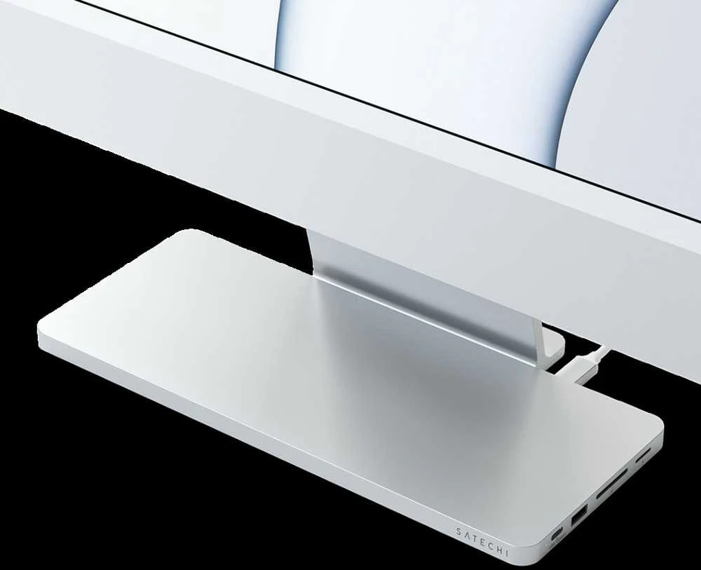 Satechi Slim Dock, skirtas iMac 24" USB-C (USB-C 10Gb, USBA-A 10Gb, 2x USB-A, mikro/SD kortelių skaitytuvas, NVMe SATA lizdas) (sidabrinė)