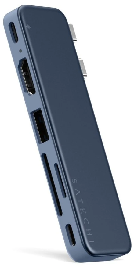 „Satechi USB-C Snap Hub“, skirtas „MacBook Neo“ – indigo spalvos