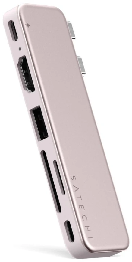 „Satechi USB-C Snap Hub“, skirtas „MacBook Neo“ – rausvas