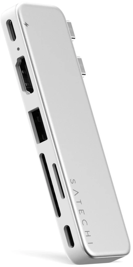 „Satechi“ USB-C Snap Hub, skirtas „MacBook Neo“ – sidabrinis