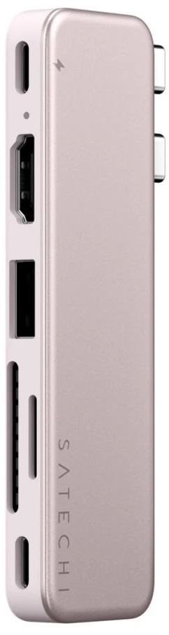 „Satechi USB-C Snap Hub“, skirtas „MacBook Neo“ – rausvas