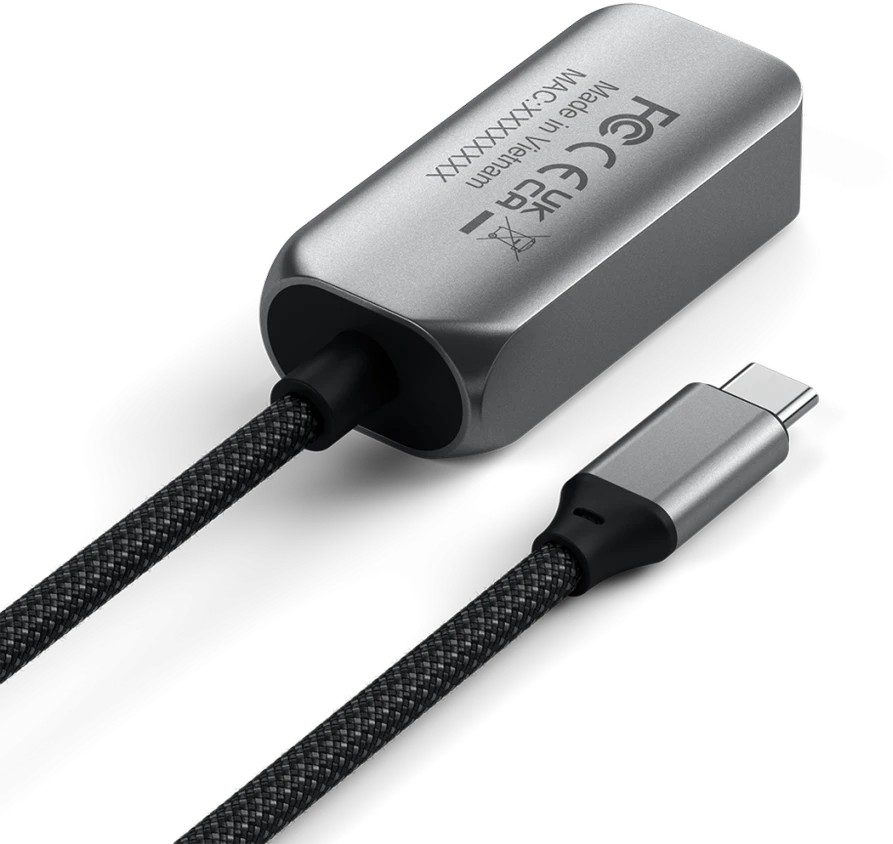 Satechi adapterio korpuso detalės ir pintas laidas