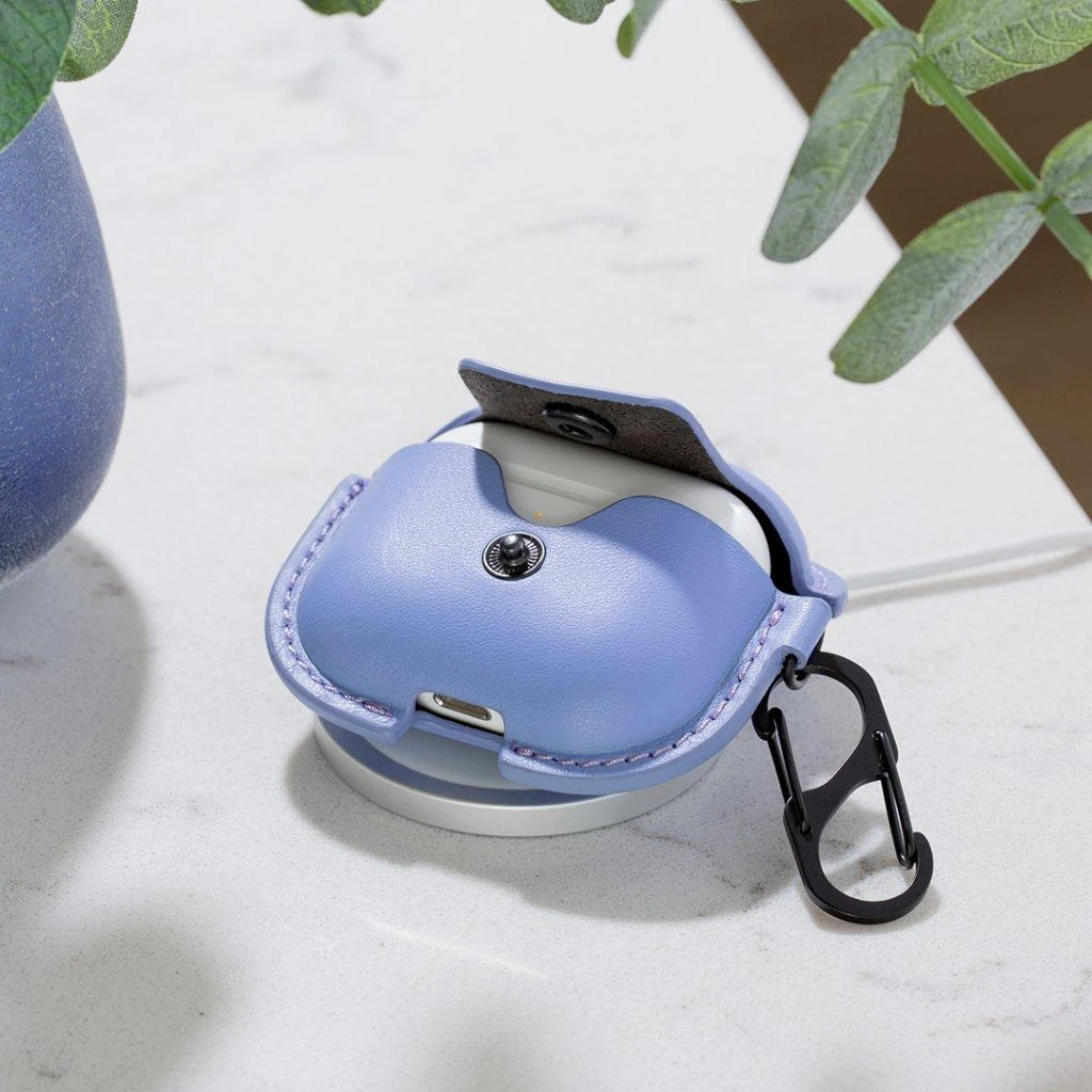 Melsvas Airpods 3 dėklas su karabinu