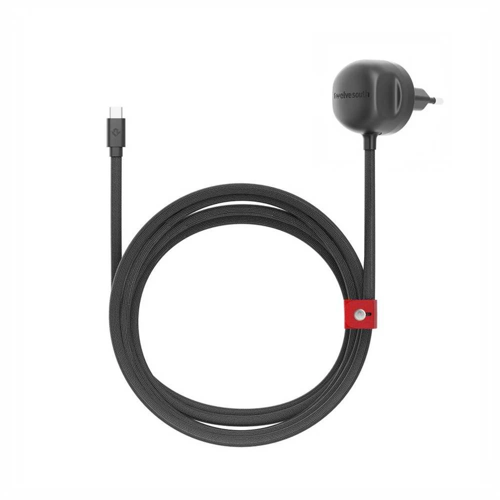 Twelve South PowerCord EU - kroviklis jungiama į tinklą 30W su kablem USB-C 3m (slate)
