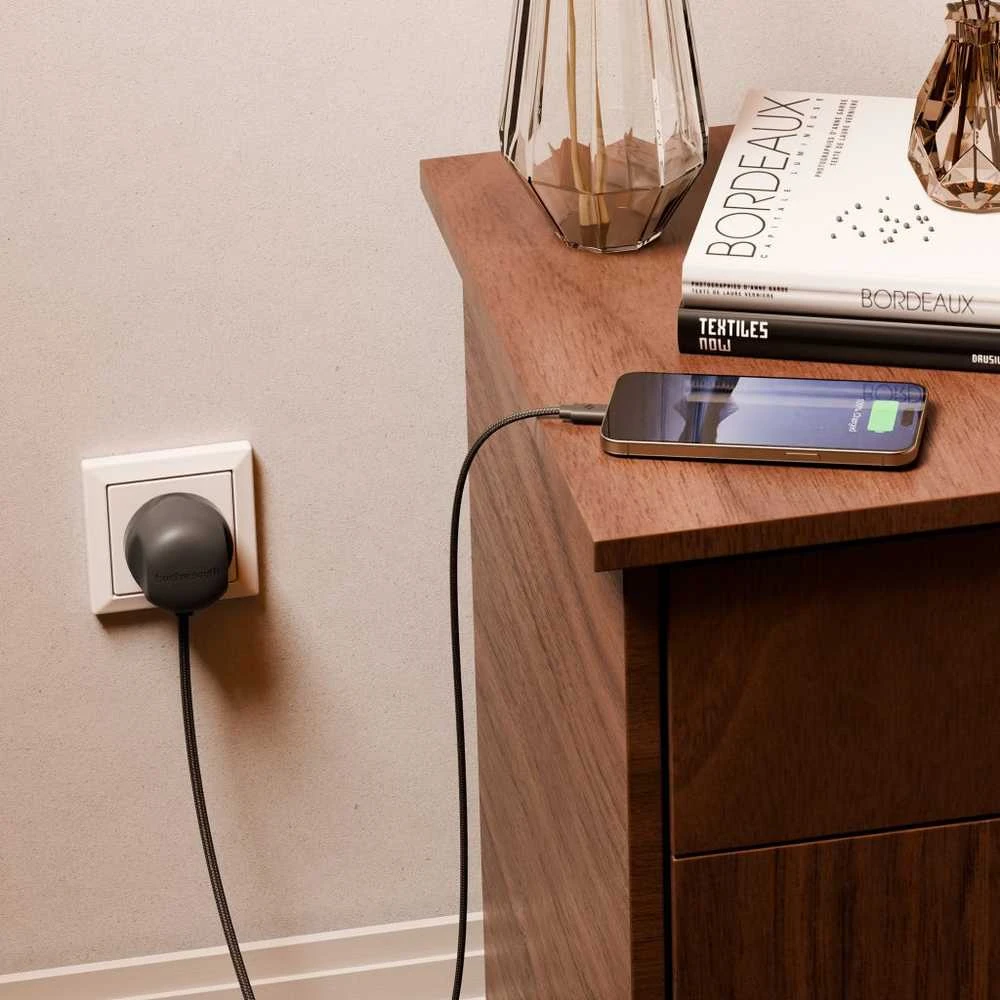 Twelve South PowerCord EU - kroviklis jungiama į tinklą 30W su kablem USB-C 3m (slate)