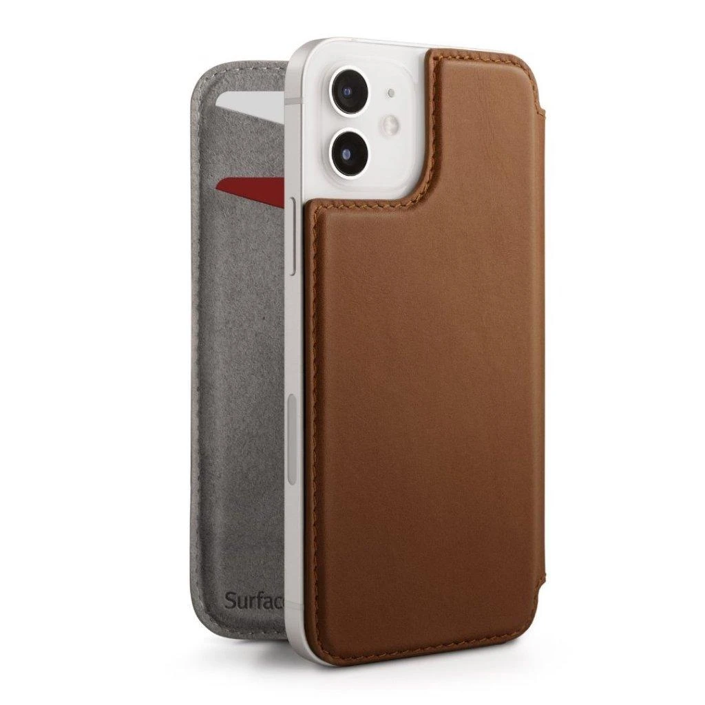 Plum „Twelve South SurfacePad“, skirtas „iPhone 12 Mini“? Itin plonas „MagSafe“ odinis piniginės tipo dėklas, skirtas „iPhone 12 Mini“ – slyvų spalvos