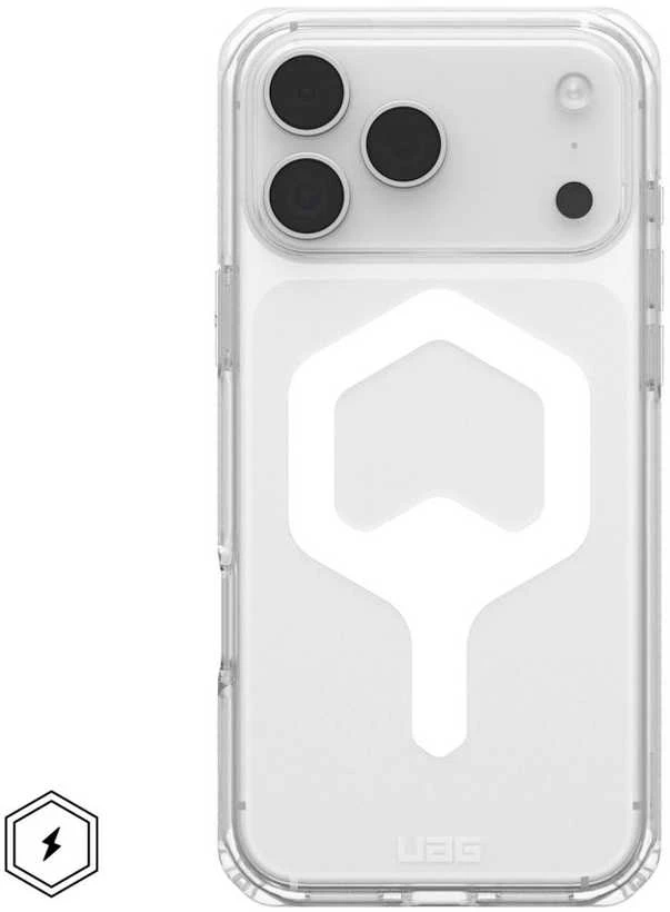 Urban Armor Gear UAG Plyo MagSafe dėklas, skirtas iPhone 17 Pro Max – skaidrus ir baltas