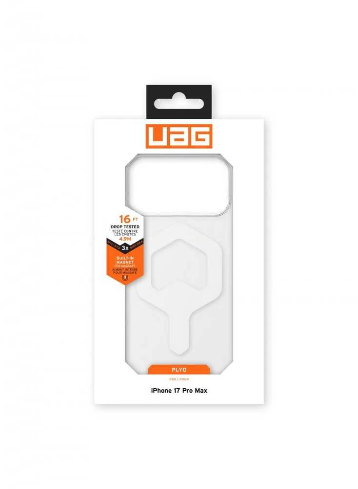 Urban Armor Gear UAG Plyo MagSafe dėklas, skirtas iPhone 17 Pro Max – skaidrus ir baltas