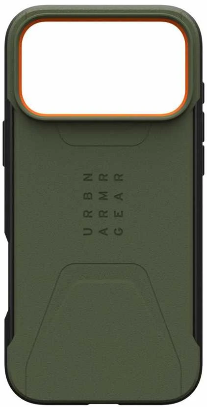 Dėklas Urban Armor Gear UAG Civilian Magsafe akiniai, alyvuogių/oranžiniai - iPhone 17 Pro Max