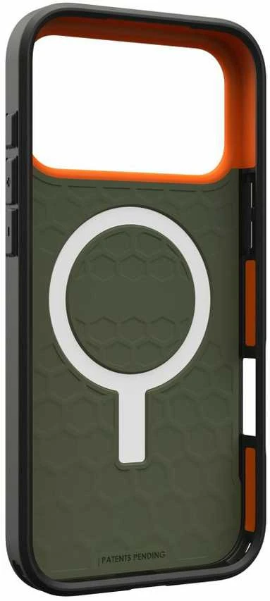 Dėklas Urban Armor Gear UAG Civilian Magsafe akiniai, alyvuogių/oranžiniai - iPhone 17 Pro Max