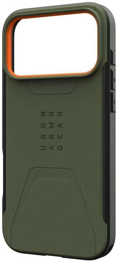 Dėklas Urban Armor Gear UAG Civilian Magsafe akiniai, alyvuogių/oranžiniai - iPhone 17 Pro Max