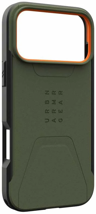 Dėklas Urban Armor Gear UAG Civilian Magsafe akiniai, alyvuogių/oranžiniai - iPhone 17 Pro Max
