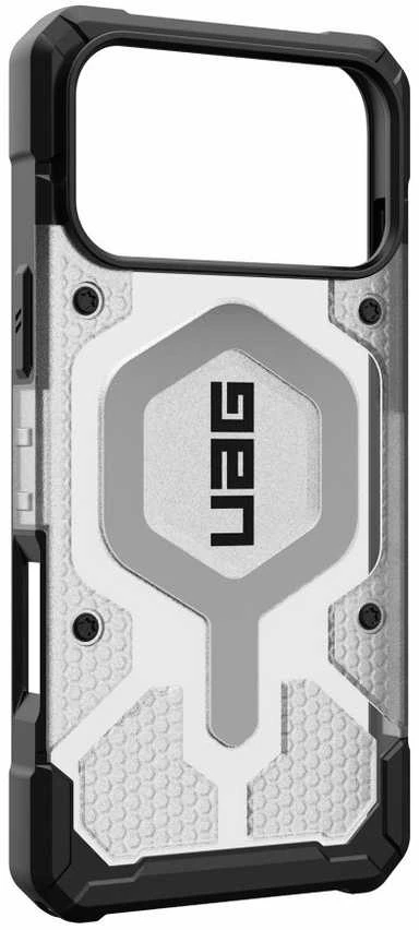 Dėklas „Urban Armor Gear“ „UAG Pathfinder Clear Magsafe“, „Ice“ / „Sidabrinis“ – „iPhone 17 Pro Max“