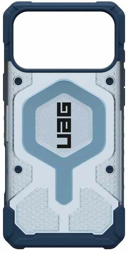 Dėklas Urban Armor Gear UAG Pathfinder Magsafe mėlynas skaidrus dirželis iPhone 17 Pro Max telefonui