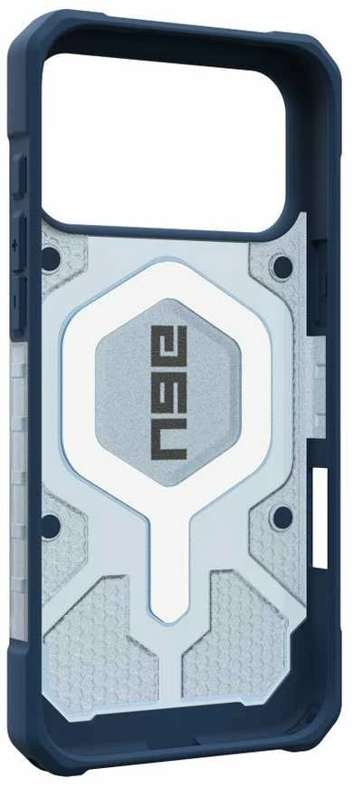 Dėklas Urban Armor Gear UAG Pathfinder Magsafe mėlynas skaidrus dirželis iPhone 17 Pro Max telefonui